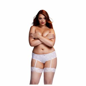 Shorty rose blanches ouverture entrejambe XL Baci Lingerie BW3122-WHTXL