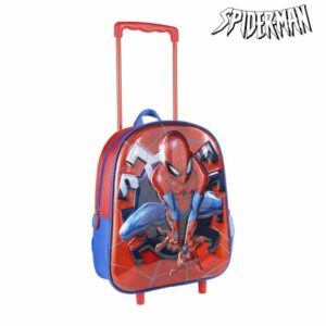 Cartable 3D avec roulettes Spiderman Rouge Bleu