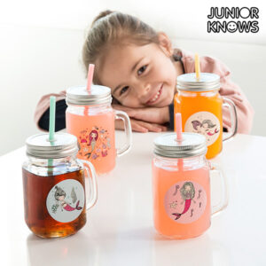 Bocaux avec Couvercles et Pailles Sirènes Junior Knows (Pack de 4)