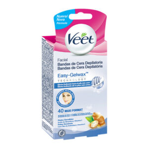 Bandes de Cire Dépilatoires Faciales Peaux Sensibles Veet (Pack de 40)